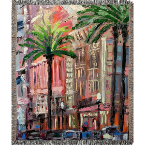 Palms on Canal I - Woven Blanket