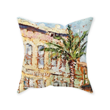 Palms on Canal II - throw pillow